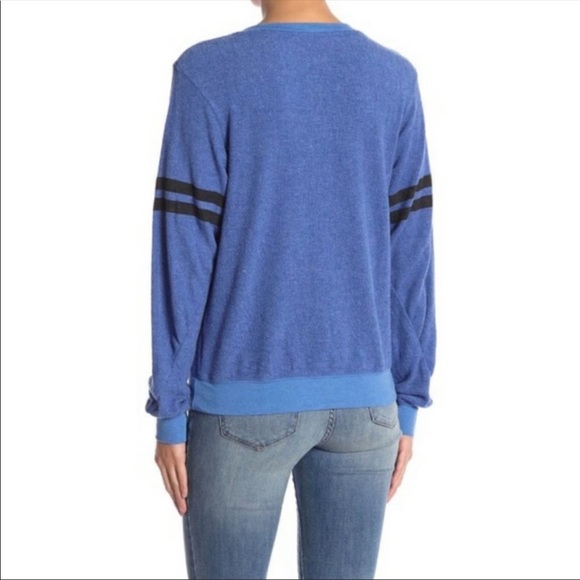 Wildfox Varsity Baggy Beach V Neck Sweatshirt Blue - Picture 8 of 9